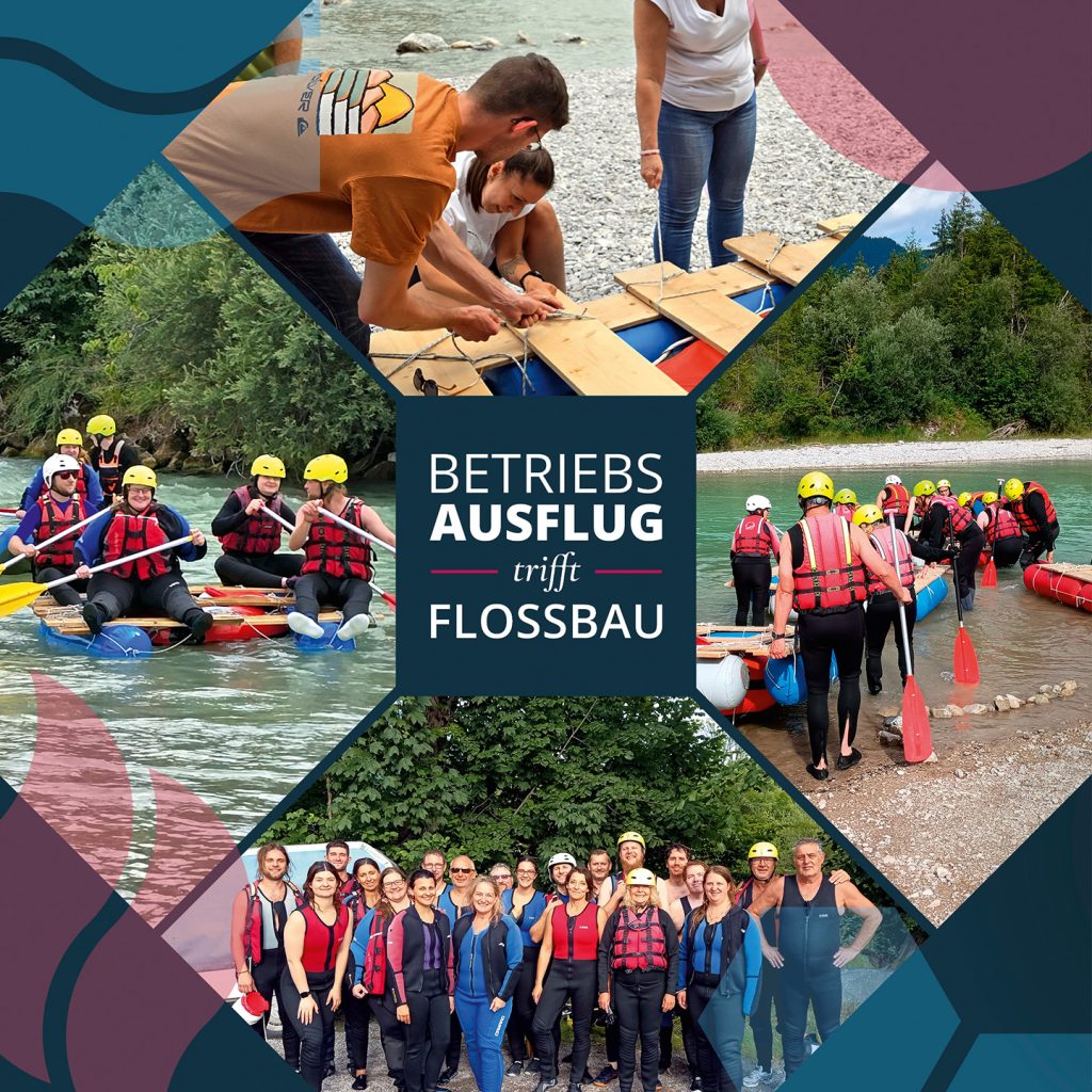 Bildercollage vom Team beim Floß bau-1
